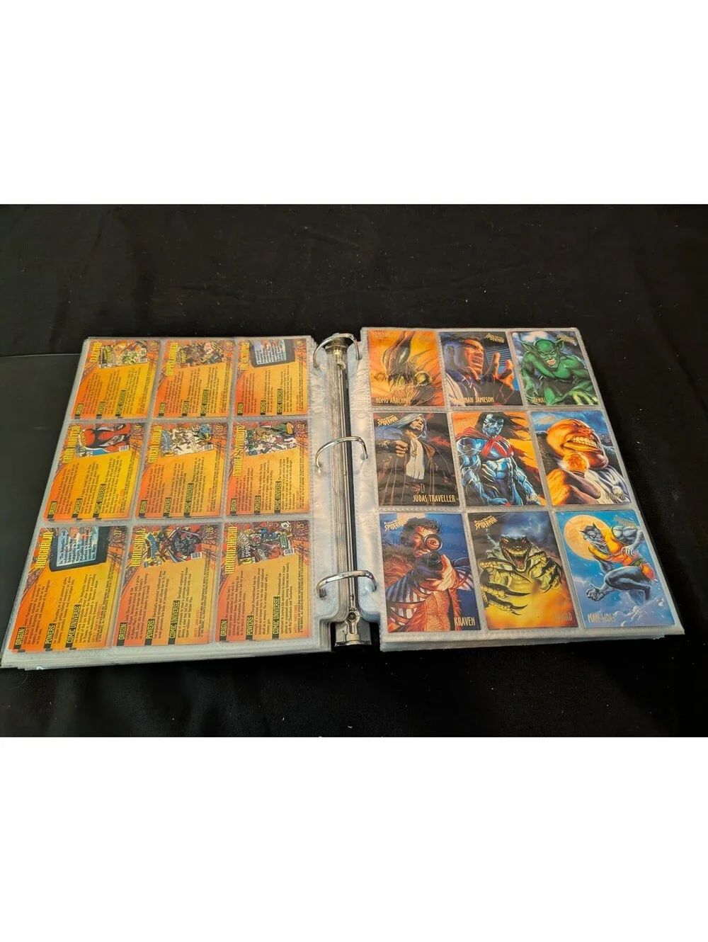 Vintage 1990s Marvel Spider-Man Trading Cards Collection in Binder - Full Series